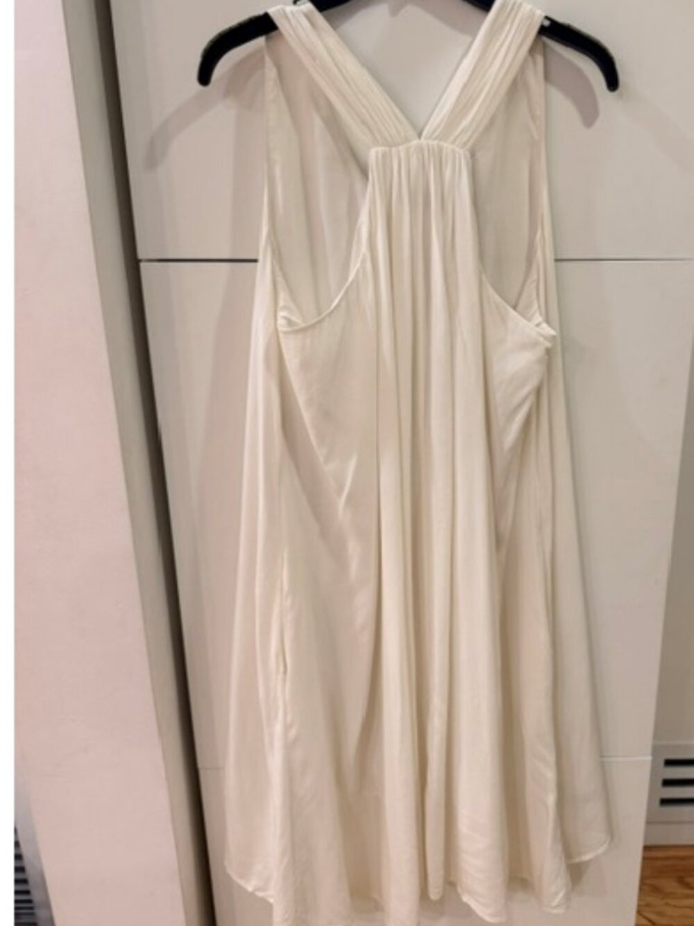 Ava & Aiden Sleeveless Dress Size Large – White, Draped Open Back, Lined